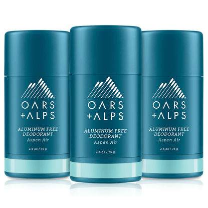 Picture of Oars + Alps Aluminum Free Deodorant for Men and Women, Dermatologist Tested and Made with Clean Ingredients, Travel Size, Asepn Air, 3 Pack, 2.6 Oz Each