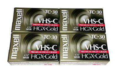 Picture of Maxell VHS-C TC-30 HGX Gold Blank Cassettes - Pack of 4 Cassettes