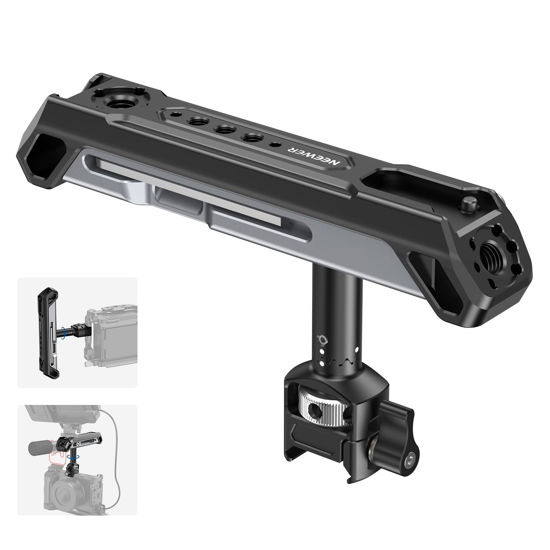 Picture of NEEWER 2 In 1 Top Handle/Side Handle, Camera Cage Video Rig Handle with 360° Rotatable NATO Rail Clamp, 1/4" Threads, Cold Shoes, 3/8" Threads with ARRI Locating Holes, Compatible with SmallRig, CA018