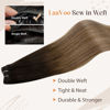 Picture of LAAVOO Balayage Weft Hair Extensions Human Hair Dark Brown Ombre Ash Blonde Mix Brown Weave Hair Extensions Bundles Sew in Remy Hair Extensions 12inch 80g