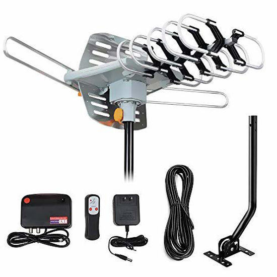 Picture of Outdoor TV Antenna, Digital Amplified hd tv Antenna 150 Mile Range with mounting Pole & 33 ft RG6 Coax Cable,for UHF VHF 1080P 4K and All TVs,360 Degree Rotation -Support 2 TVs