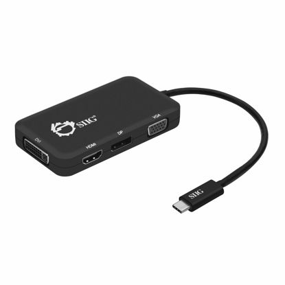Picture of SIIG USB C to 4K HDMI/DisplayPort/VGA/DVI Multiport Adapter - Thunderbolt 3 Compatible - 4 in 1 for DisplayPort Alt Enabled Devices