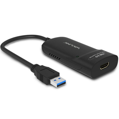 Picture of WAVLINK USB 3.0 to HDMI Universal Video Graphic Adapter, USB to VGA Adapter with Audio Port Displaylink Chip Expandable up to 6 Monitor displays, Support Microphone Input and Earphone Output - Black