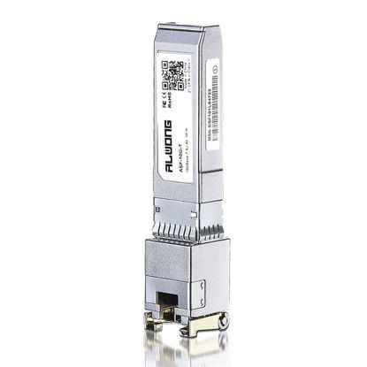 Picture of Alwong 1.25/2.5/5/10G RJ-45 SFP+ Module, 10GBase-T Copper Transceiver Compatible for Ubiquiti UniFi UF-RJ45-10G, UniFi, TP-Link TL-SM5310-T, MikroTik, Fortinet, D-Link. (CAT.6a/CAT7, 30m)