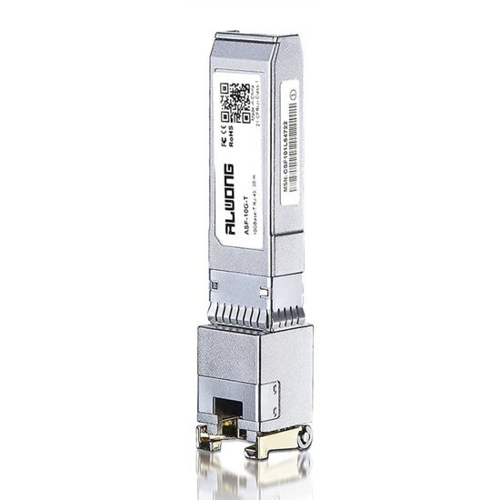 Picture of Alwong 1.25/2.5/5/10G RJ-45 SFP+ Module, 10GBase-T Copper Transceiver Compatible for Ubiquiti UniFi UF-RJ45-10G, UniFi, TP-Link TL-SM5310-T, MikroTik, Fortinet, D-Link. (CAT.6a/CAT7, 30m)