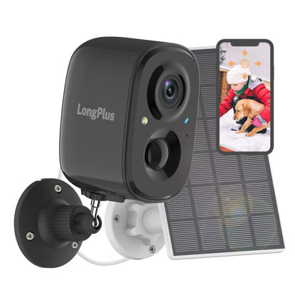 Picture of LongPlus Solar Security Cameras Wireless Outdoor, Wireless Battery Security Camera with Solar Panel for Home,WiFi Camera with AI Detection, Spotlight,2-Way Talk,Siren Alarm,Local Storage,2.4Ghz