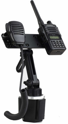 Picture of Cup Holder Mount with Height Adjustment and Mic Holder for Anytone BaoFeng Icom Kenwood Yaesu Wouxon HT's