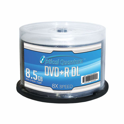 Picture of 50 Pack Optical Quantum 8X 8.5GB DVD+R Double Layer Blank Media Shiny Silver Top (MPN: OQDPRDL08NPS)