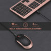 Picture of seenda Rechargeable Wireless Keyboard Mouse Combo Full Size Cordless Keyboard & Mouse Sets with Build-in Lithium Battery Ultra Thin Quiet Keyboard Mice (Black and Rose Gold)