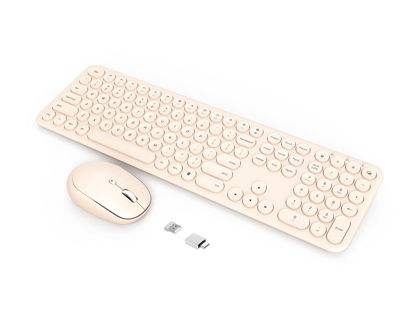 Picture of Wireless Keyboard Mouse Combo - 2.4Ghz Aesthetic Quiet Keyboard and Mouse Wireless - 110 Keys Full Size Ultra-Thin Keyboard for Laptop, Computer, PC, Notebook, Windows, Mac OS (Khaki)