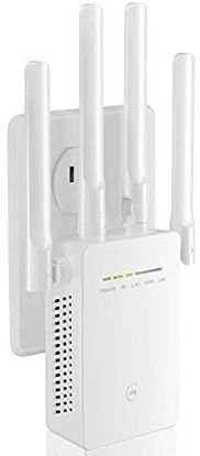 Picture of WiFi Extender 1200 Mbps WiFi Range Extender Wireless Internet Booster Cover up to 3600 sq.ft & 35 Device Wireless Signal Booster Repeater with Extend Internet WiFi to Home Device(Pure White)