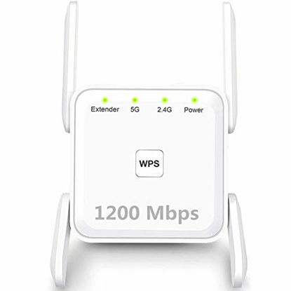 Picture of WiFi Range Extender, 1200Mbps Wireless Signal Repeater Booster, Dual Band 2.4G and 5G Expander, 4 Antennas 360° Full Coverage, Extend WiFi Signal to Smart Home & Alexa Devices?KW1203M05? (White)