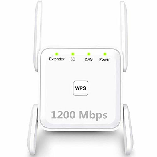 Picture of WiFi Range Extender, 1200Mbps Wireless Signal Repeater Booster, Dual Band 2.4G and 5G Expander, 4 Antennas 360° Full Coverage, Extend WiFi Signal to Smart Home & Alexa Devices?KW1203M05? (White)