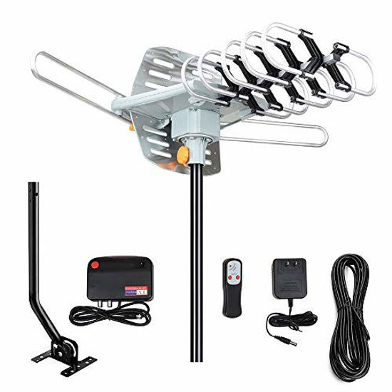 Picture of Digital Amplified Outdoor HD TV Antenna 150 Mile Long Range with Mounting Pole & 33 ft RG6 Coax Cable,for UHF VHF 1080P 4K,360 Degree Rotation,Support 2 TVs