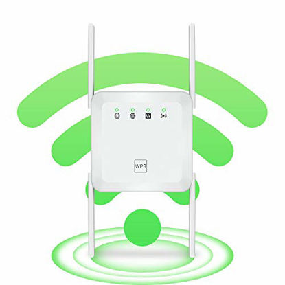 Picture of WiFi Range Extender Wireless Signal Repeater Booster, Extend WiFi Signal to Smart Home & Alexa Devices High Resolution Support Desktop Laptop (1200Mbps, White)