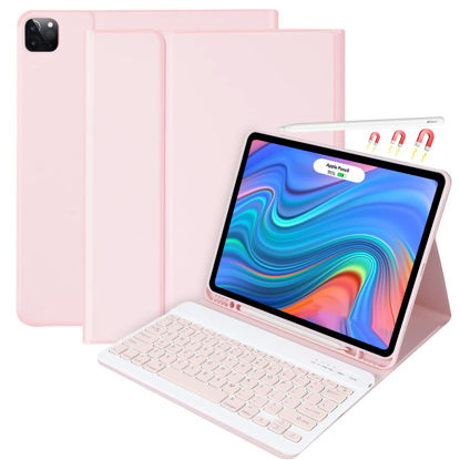 Picture of iPad Pro 12.9 inch 2022 Case with Keyboard,Keyboard Case(for 12.9-inch iPad Pro 6th/5th/4th/3rd Generation) with Smart Magic Wireless Keyboard-Bulit-in Pencil Holder-Auto Sleep/Wake Function,Pink