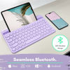 Picture of Macally Small Wireless Bluetooth Keyboard (Built-in Stand/Slot) for Tablet and Phone, iPad, iPhone, Rechargeable - 78 Key - Universal Multi Device Compatibility - Purple