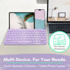 Picture of Macally Small Wireless Bluetooth Keyboard (Built-in Stand/Slot) for Tablet and Phone, iPad, iPhone, Rechargeable - 78 Key - Universal Multi Device Compatibility - Purple