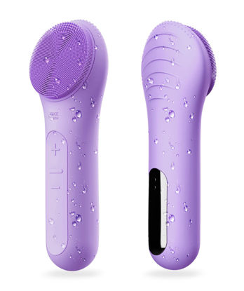 Picture of Face Scrubber, NågraCoola CLIE Facial Cleansing Brush, Waterproof and Rechargeable Face Scrub Brush for Men & Women, Cleansing, Exfoliating and Massaging, Electric Face Wash Brush - Violet