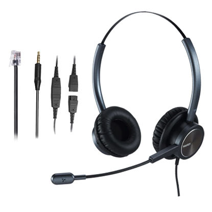 Picture of MAIRDI Telephone Headset with Microphone Noise Canceling, Binaural with RJ9 Jack & 3.5mm Connector for Office Call Center Deskphone Cell Phone PC Laptop, Work for Cisco 7941 7965 6941 7861 8811 8961