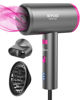 Picture of SIYOO Hair Dryer with Diffuser, 1600W Ionic Blow Dryer, Constant Temperature Hair Care Without Hair Damage, Lightweight Portable Travel Hairdryer, Grey Pink