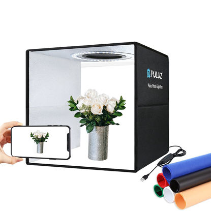 Picture of PULUZ 11.8"/30cm Photo Studio Light Box ,Portable Photo Light Box Adjustable Brightness,Folding Professional Light Box Photography with Led Lights and 6 Colors Backdrops,for Product Photography