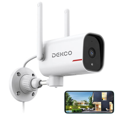 Picture of DEKCO WiFi Security Cameras 1080p Pan Rotating 180° Wired Outdoor Security Cameras with Night Vision, Two-Way Audio, 2.4G WiFi, IP65, Motion Detection Alarm (1Pack)