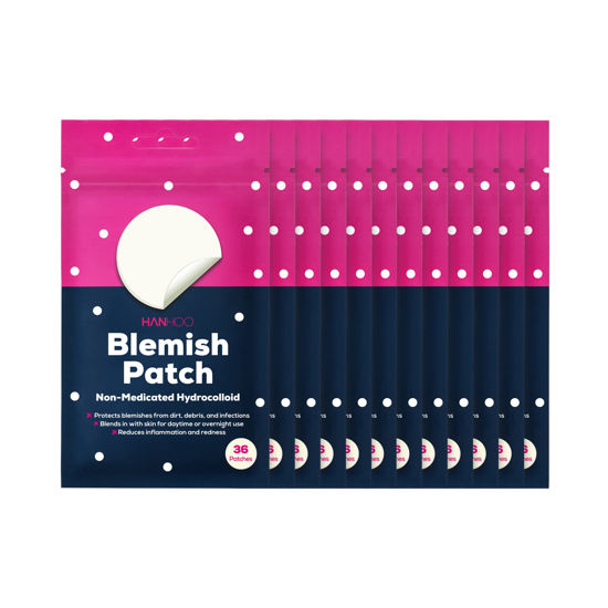 Picture of Hanhoo Blemish Patch | Hydrocolloid Spot Treatment | Reduces Size and Redness of Blemishes | Absorbs Impurities and Protects Skin | (Super Pack - 12 pk - 36 patches per pack)