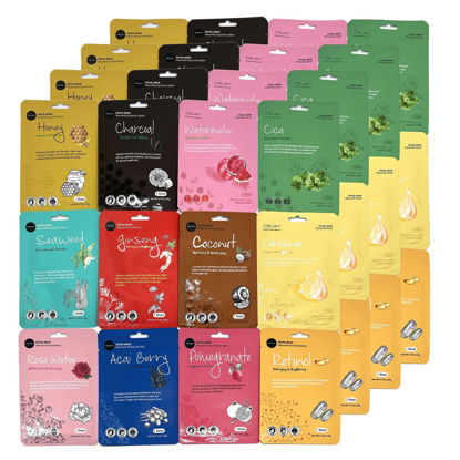 Picture of Celavi K-Beauty Skincare Essence Facial Face Mask Korea Skin Care Moisturizing B Set 48 Pack