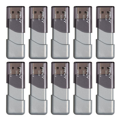 Picture of PNY 32GB Turbo Attaché 3 USB 3.0 Flash Drive, 10-Pack, Silver