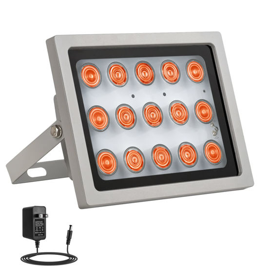 Picture of LONNKY IR Illuminator 90 Degree Wide Angle,165ft/50m Long Range,15-LEDs 850nm Infrared Flood Light for Security Camera, Waterproof, Auto ON/Off, Metal Housing,