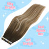 Picture of Sunny Tape in Hair Extensions Brown Balayage Remy Tape in Straight Hair Extensions Dark Brown Ombre Light Brown Mix Blonde Tape in Human Hair Extensions Brown Silky Hair 14inch 50g 20pcs