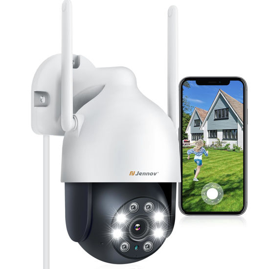 Picture of Jennov 2K Security Camera Wireless Outdoor, Plug-in Smart Security Camera 3Mp WiFi Surveillance System,Color Night Vision, Motion Detection, Two-Way Audio, Easy Set Up