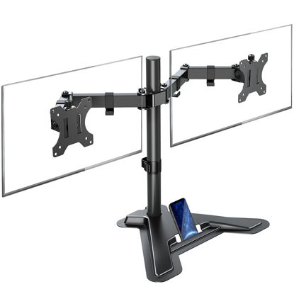 Picture of MOUNTUP Dual Monitor Stand - Freestanding & Height Adjustable Monitor Desk Mount, Steady VESA Mount Computer Monitor Stand for 2 Screens up to 27 inches, MU1002