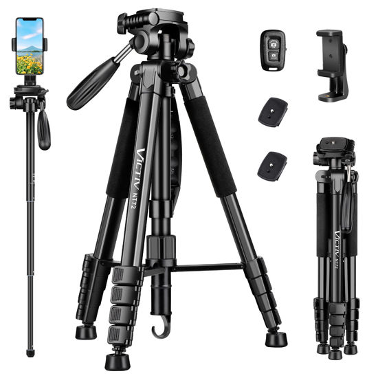Picture of Tripod Camera Tripod, 72" Camera Stand Tripod with Remote, Heavy Duty Camera Tripod Stand for Photography, Monopod Tripod with Bag for Travel Compatible with Canon, Nikon, iPhone 14 13 12