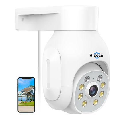 Picture of Hiseeu 2K Security Camera Wireless Outdoor,3MP Color Night Vision WiFi Home Camera Pan&Tilt 360°,Motion Detection,Siren/Motion/Light Alarm,2-Way Audio,IP66 Weatherproof,Work with Alexa