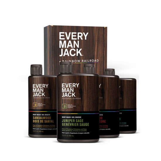 Picture of Every Man Jack Body Wash Variety Box - Includes Four Body Washes with Clean Ingredients & Incredible Scents - Round Out His Routine with Sandalwood, Cedarwood, Juniper Sage, & Sea Salt Body Washes