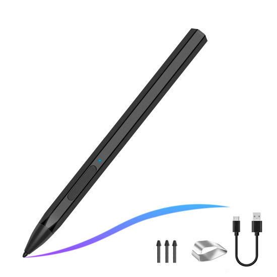 Picture of SSS·GRGB Stylus Pen for Microsoft Surface Pro9/8/X/7/6/5/4/3 Surface Go 3/2/1 Surface 3/Laptop/Studio/Book 4/3/2/1 with 4096 Tilt Pressure Palm Rejection Magnetic Attachment Rechargeable, Black