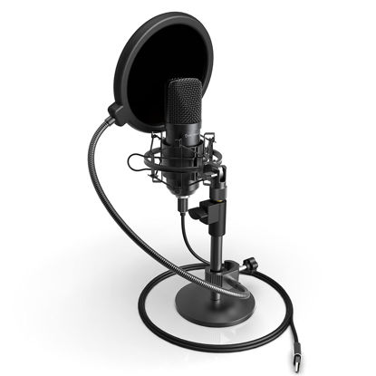 Picture of Amcrest USB Microphone for Voice Recordings, Podcasts, Gaming, Online Conferences, Live Streaming, Cardioid Microphone with Pop-Filter, Shock Mount, Adjustable Heavy Metal Stand, AM430-PS