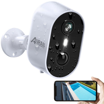 Picture of ANRAN 2K Security Cameras Wireless Outdoor, 3MP AI Motion Detection & Color Night Vision Home Security Cameras, Two-Way Talk, Spotlight Siren Alarm, Work with Alexa, Battery Powered, IP65