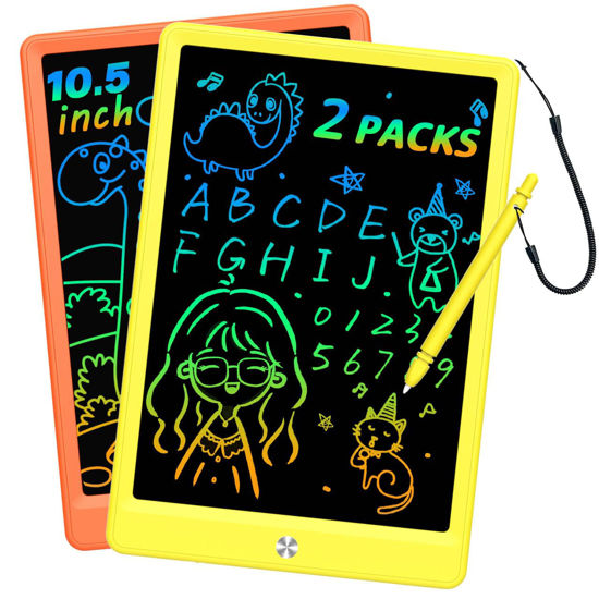 Picture of LCD Writing Tablet Doodle Board, Colorful Drawing Pad, Electronic Drawing Tablet, Drawing Pads,Travel Gifts for Kids Ages 3 4 5 6 7 8 Year Old Girls Boys (10.5 inch, Orange+Yellow)