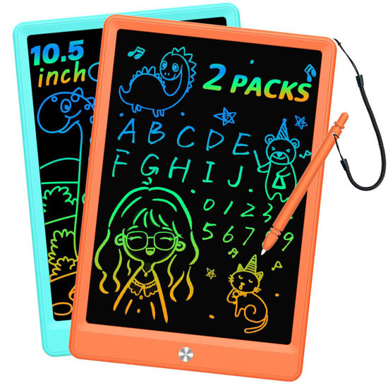 Picture of LCD Writing Tablet Doodle Board, Colorful Drawing Pad, Electronic Drawing Tablet, Drawing Pads,Travel Gifts for Kids Ages 3 4 5 6 7 8 Year Old Girls Boys (10.5 inch, Blue&Orange)