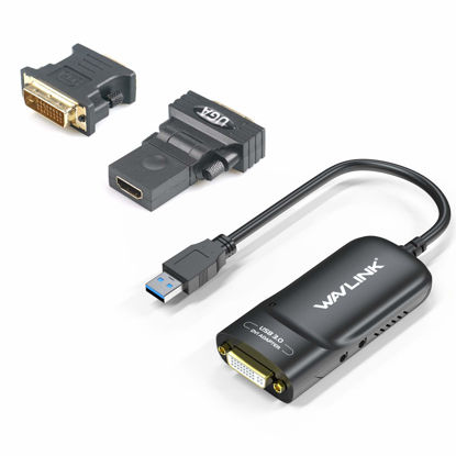 Picture of WAVLINK USB 3.0 to DVI/HDMI/VGA Universal Video Graphics Card Adapter for Multiple Monitors Up to 2048x1152 for Windows, Mac OS & Chrome OS[Includes DVI-to-VGA,DVI-to-HDMI Converter Attachment]