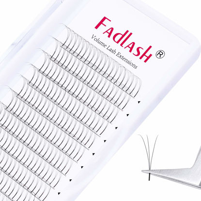 Picture of Pre Made Eye Lash Extension Fans 3D 0.07 Premade Fans Eyelash Extensions C Curl Premade Fans Volume Pre Fanned Lash Extension Supplies FADLASH (43-0.07C, 17mm)