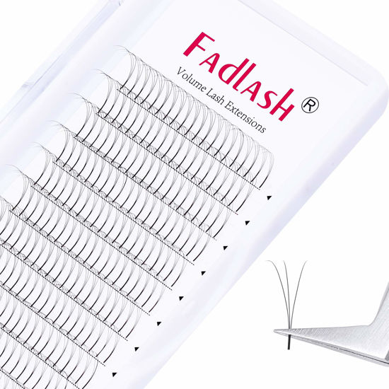 Picture of Pre Made Eye Lash Extension Fans 3D 0.07 Premade Fans Eyelash Extensions C Curl Premade Fans Volume Pre Fanned Lash Extension Supplies FADLASH (43-0.07C, 17mm)