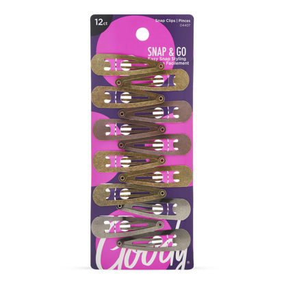 Picture of Goody Metal Contour Snap Clips - 12 Count, Assorted Colors - Just Snap Into Place - Suitable For All Hair Types - Pain-Free Hair Accessories For Women and Girls - All Day Comfort