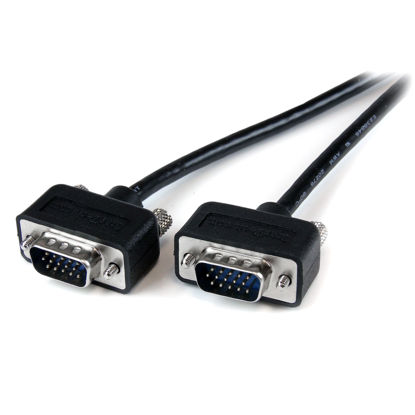 Picture of StarTech.com 6 ft. (1.8 m) VGA to VGA Cable - HD15 Male to HD15 Male - Coaxial High Resolution - Low Profile - VGA Monitor Cable (MXT101MMLP6),Black