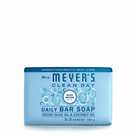 Picture of MRS. MEYER’S CLEANDAY Bar Soap, Use as Body Wash or Hand Soap, Made with Essential Oils, Rain Water, 5.3 oz, 1 Bar