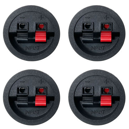 Picture of LRONG Round Speaker Terminal Cup 4PCS Round Express Spring Clip Double Binding Post Screw Wire Car Subwoofer Speaker Wire Terminal Connector WP2-9