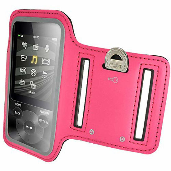 Picture of iGadgitz Pink Anti-Slip Reflective Neoprene Armband for Sony Walkman NWZ-E585 & NWZ-E380 Sports Jogging Gym